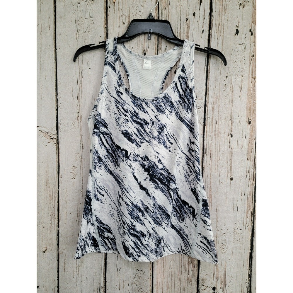 GAP Womens Small Fit Racerback Mesh Blue White Athletic Workout Tank Top EUC Y2k